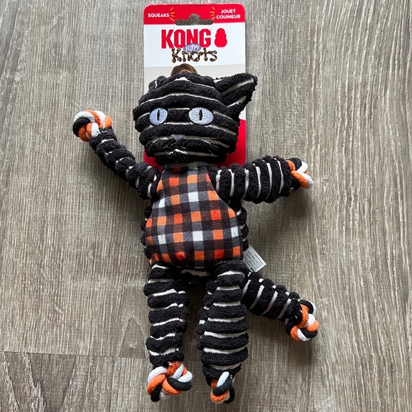 Kong Other - Kong Floppy Knots Black Cat Squeaky Rope Dog Toy Halloween Minimal Stuffing NWT